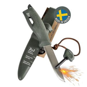 Light My Fire Knife 3.5-in Fixed Blade Survival & Camping Knife with Sheath, Magnesium Flint Fire Starter 3,000 Strikes