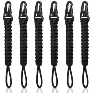 6 Pcs Cobra Weave Paracord Keychain 550 Paracord Tactical Lanyard Tether for Wallet Knife Keys Men Women Outdoors(Black)