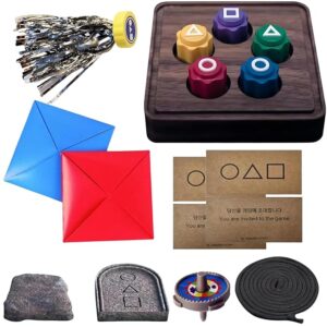 Gonggi Korean Game, Gonggi Korean Tossing Game Set (Korean Traditional Play Game) Jebi chagi Gonggi Stone catching Game Biseokchigi Paeng-y DDAKJI Family Party Game Game Collections (1 Set)