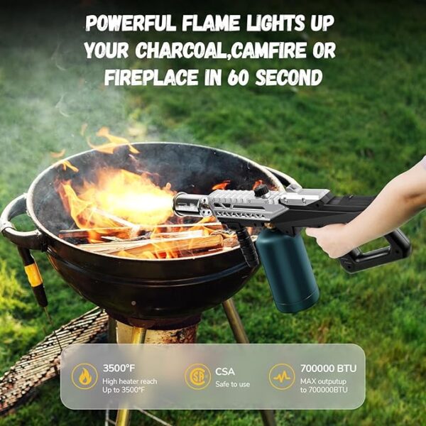 Powerful Grill Torch Gun | Propane Torch Gun, Adjustable Flamethrower | Blowtorch for BBQ, Camping, Charcoal Lighter & Fire Starter, 800,000BTU - Image 4