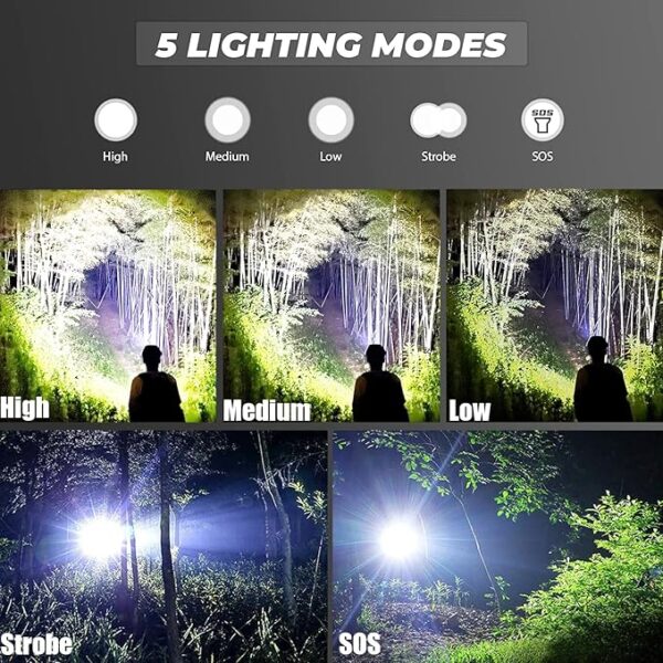 LED Flashlights 10 Pack, Bright Tactical Flashlight High Lumens with 5 Modes, Waterproof Zoomable Flash Light, Portable Torch for Camping Hiking Outdoor Home Emergency - Image 5