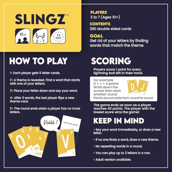 Blue Orange - Slingz â Fast-Paced Family Card Game for Kids, Teens, Adults, and College Students | Fun Categories Party Game for Gam Nights, Holidays, and Travel | 2â7 Players - Image 6