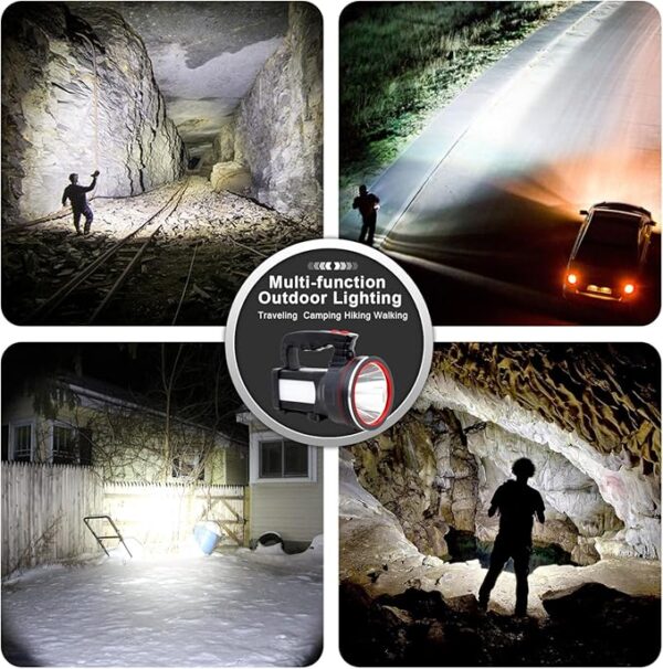 BIGSUN Spotlight Flashlight, 12800 mAh Rechargeable Flashlights High Lumens, Bright Flashlight, Outdoor Waterproof Camping Search Light Tactical Torch for Emergency, Boat, Hunting (Expolrar 2) - Image 6