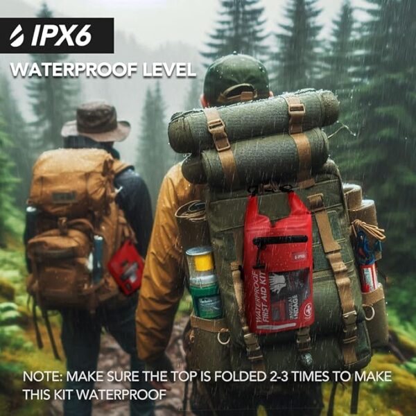 THRIAID 250 PCS Waterproof First Aid Kit, Roll Top Reflective Boat Dry Bag Bug Out Bag, Emergency Medical Kit Ideal for Boating, Camping, Fishing, Kayaking, Floating, Red - Image 5