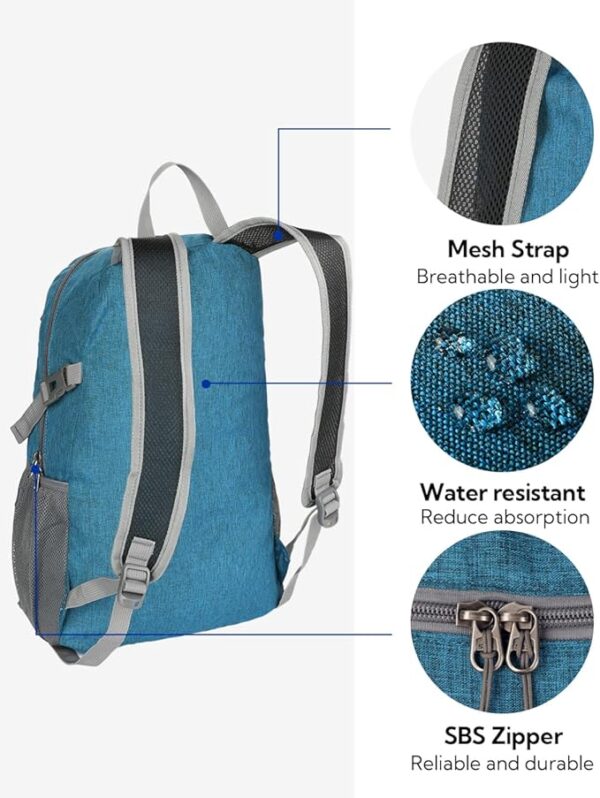 WATERFLY Small Lightweight Packable Backpack: 20l Ultra Light Foldable Travel Hiking Camping Daypack Day Pack for Man Woman - Image 6
