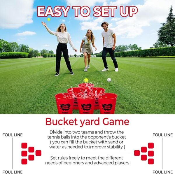 Yard Pong Outdoor Games Set, Yard Games with Durable Buckets, Balls and Carrying Bag, Backyard Toss Game, Outdoor Games for Adults, Family - Image 4