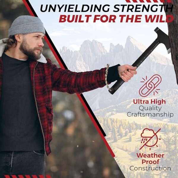 Bushcraft Hatchet - Multi-Tool Camping Hatchet with Firestarter and Saw | Portable Survival Gear | Hiking and Emergency Tools | All-in-One Backpaging Axe for Outdoor Adventures - Image 5