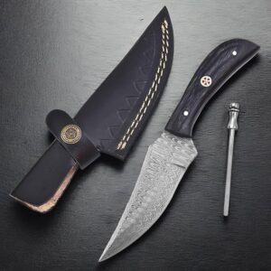 TR-1168 Custom Handmade Damascus Steel 8 Inches Bushcraft Knife - Perfect Grip Engineered wood Handle