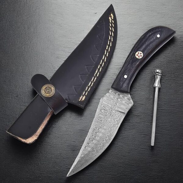 TR-1168 Custom Handmade Damascus Steel 8 Inches Bushcraft Knife - Perfect Grip Engineered wood Handle