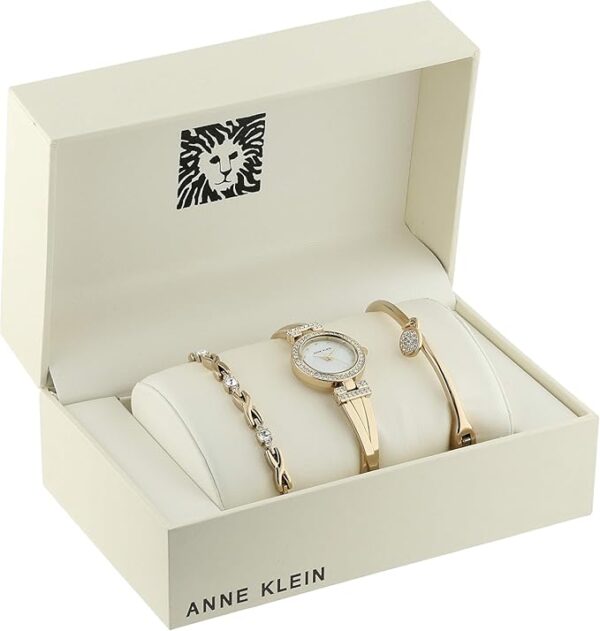 Anne Klein Women's Premium Crystal Accented Bangle Watch and Bracelet Set - Image 4
