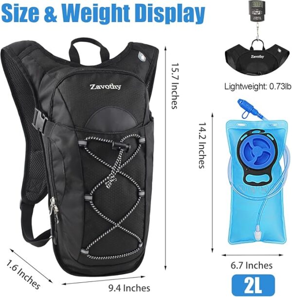 Zavothy Hydration Backpack with 2L Hydration Bladder Water Backpack for Hiking Hydration Pack for Running Cycling Hiking - Image 3