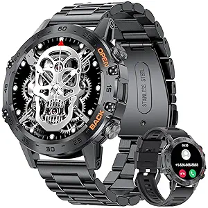 Military Smart Watch for Men(Answer/Dial Calls),100 Sports Modes, 5ATM Waterproof Fitness Watch with Heart Rate/SpO2/Blood Pressure for Android and iOS,1.39''HD DIY Screen Smartwatch Black