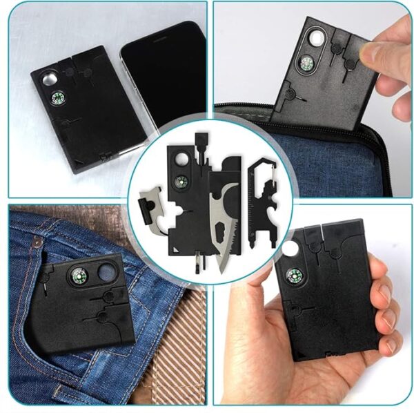 Multipurpose Survival Tool 19 in 1 Credit Card Multitool Gift For Men Dad Tactical Wallet Toolset Pocket Tool Set - Image 4