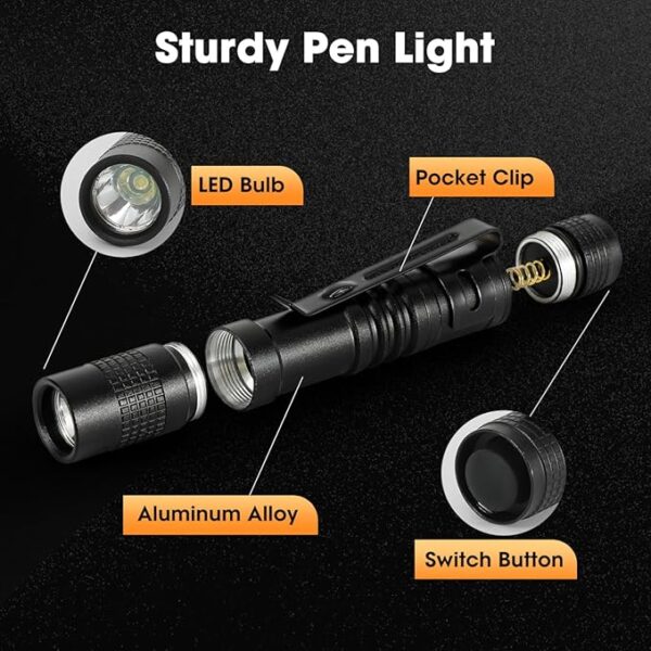 Pen Light Flashlight 10 PCS, LED Pocket Small Flashlight Torch with Clip, Mini Penlight Handheld Insepction Lights for Oudoor Camping Emergency - Image 5