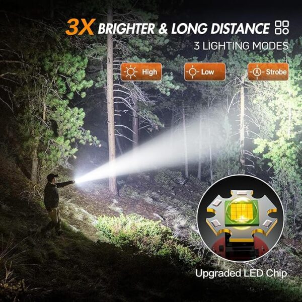 WdtPro Rechargeable Flashlights High Lumens, 1 Pack Super Bright LED Small Tactical EDC Flashlight with 10H Runtime, Portable Flash Light for Camping,Home,Emergency Essentials Orange Battery Included - Image 3