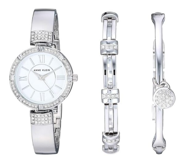 Anne Klein Women's Premium Crystal Accented Watch and Bracelet Set