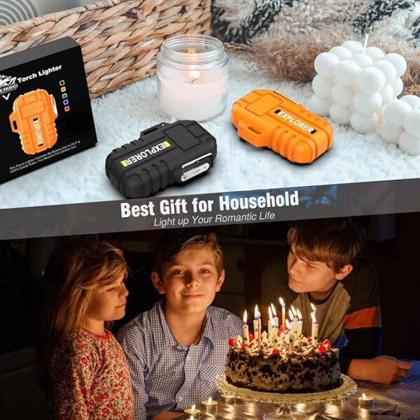Waterproof Butane Torch Lighter Refillable Windproof Jet Flame Lighters for Fireplace Fireworks Grill Camping BBQ Lighter, Black(Without Gas) - Image 3