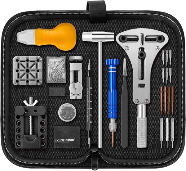 ã2025 UpgradeãEventronic Watch Repair Kit, Professional Watch Battery Replacement Tool Kit, Watch Link & Back Removal Tool, Watch Tool Kit with Spring Bar, Case Opener, Link Remover, Carrying Case - Image 3