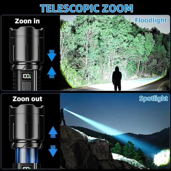 Rechargeable Flashlight High Lumen, 2000LM LED Super Bright Flash Light, Tactical Flashlights with LCD Power Display, 6 Lighting Modes, Waterproof, Powerful Flashlight for Emergencies Camping - Image 5