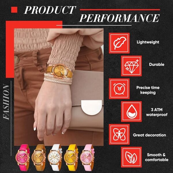 Yinkin 14 Pcs Assorted Platinum Watch Unisex Quartz Watch Sets for Women Men Ladies Watches Roman Numerals PU Leather Women's Wrist Watches - Image 5