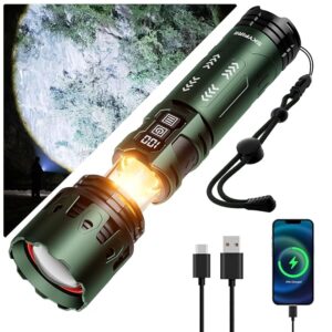 SKYFIRE Flashlights High Lumens, 5000LM Rechargeable Flashlights, Gifts for Men Dad Fathers Day, LED Flashlight with Camping Lights,Outdoor Super Bright Flashlight Handheld flashlights for Emergency