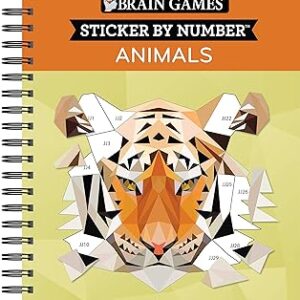 Brain Games - Sticker by Number: Animals - 2 Books in 1 (42 Images to Sticker)