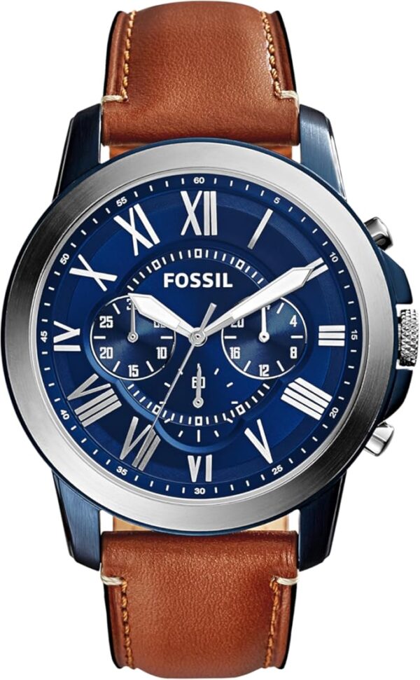 Fossil Men's Grant Quartz Stainless Steel and Leather Chronograph Watch - Image 2
