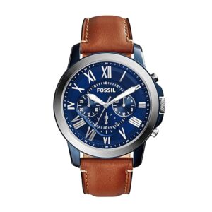 Fossil Men's Grant Quartz Stainless Steel and Leather Chronograph Watch
