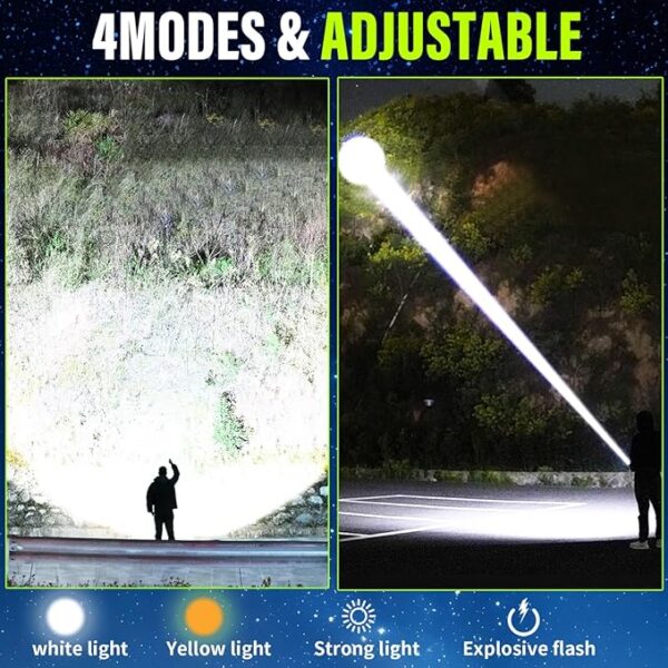 Rechargeable Flashlights High Lumensï¼LED Flashlightsï¼High Powered 250,000 Lumens Super Bright Tactical ï¼2LED Bulb,Brightest Flashlightï¼Handheld Flash Light for Emergencies, Camping, Hiking - Image 4