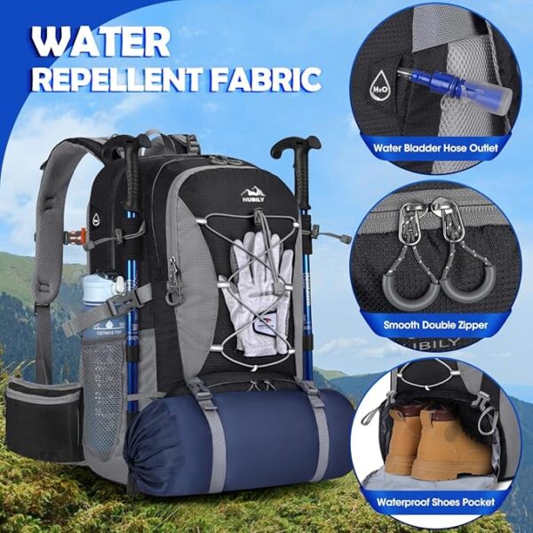 NUBILY 50L Hiking Backpack Waterproof Camping Backpack for Men Women Lightweight HIking Daypack Outdoor Travel Daypack - Image 4