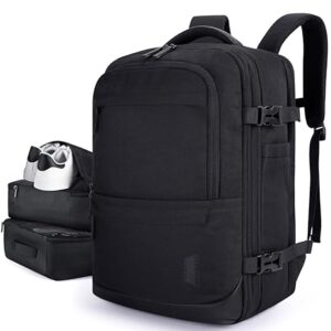 BAGSMART 40L Black Travel Laptop Backpack with Packing Cubes and Shoe Bag