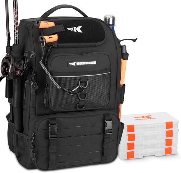KastKing Karryall Fishing Tackle Backpack with Rod Holders 4 Tackle Boxes,40L Fishing Bag Storage Fishing Gear and Equipment - Image 2