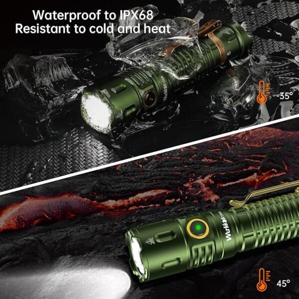 Wurkkos TD04 Tactical Flashlight, 3000 Lumens Rechargeable Flashlights, LED Handheld Flashlight with Type C Charging Port Tail Switch for Camping for EDC, Tactical Gear, Suvival, Emergency, Outdoor - Image 6
