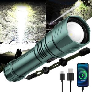 SKYFIRE Rechargeable Flashlights 15000.00lm High Lumens,LED Super Bright Flashlight,Zoomable,Power Bank Four Modes,Waterproof Flash Light for Camping Essentials,Outdoor and Home Emergencies-No Lens