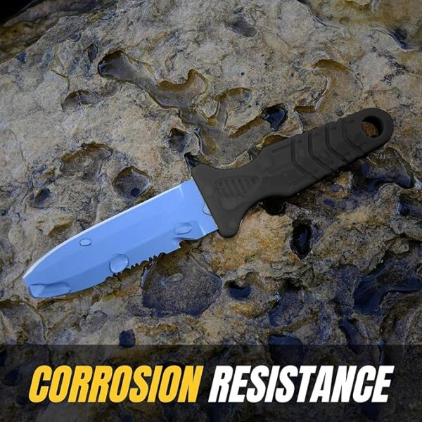 Titanium Survival Scuba Diving Knife Fixed Blade Dive Knife with Sheath & Straps - Holster on Divers BCD, Thigh/Leg, GC Belt Buckle or Wrist, Cutting, Serrated Edge & Line Cutter - Image 4