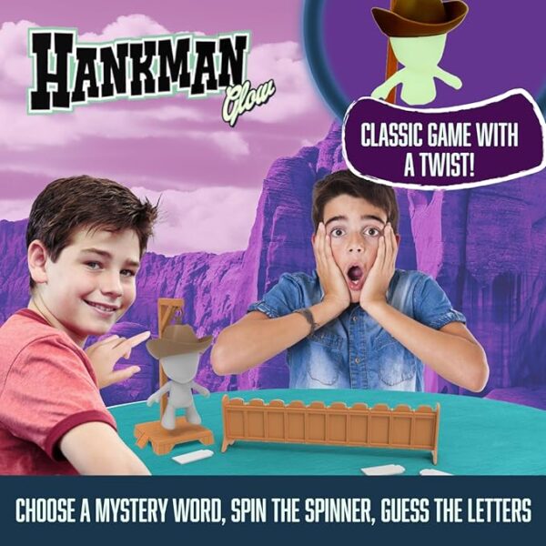 Fotorama Hankman Glow, Magnetic Hangman Mystery Word Guessing Game for Kids & Families, Glow in The Dark Travel Game, Guess The Word Before Hank Falls - Image 3