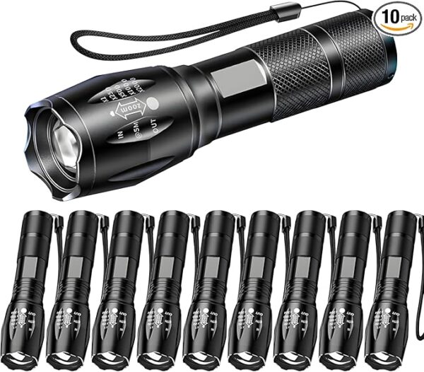 LED Flashlights 10 Pack, Bright Tactical Flashlight High Lumens with 5 Modes, Waterproof Zoomable Flash Light, Portable Torch for Camping Hiking Outdoor Home Emergency - Image 2