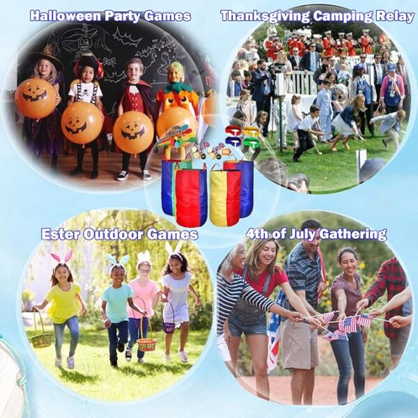 CWLAKON Outdoor Games, Potato Sack Race Bags for Kids Adults, Egg Spoon Relay Race, 3 Legged Race Bands, Birthday Party, Field Day Family Reunion Carnival Outside Yard Lawn Easter Fall Festival Games - Image 6