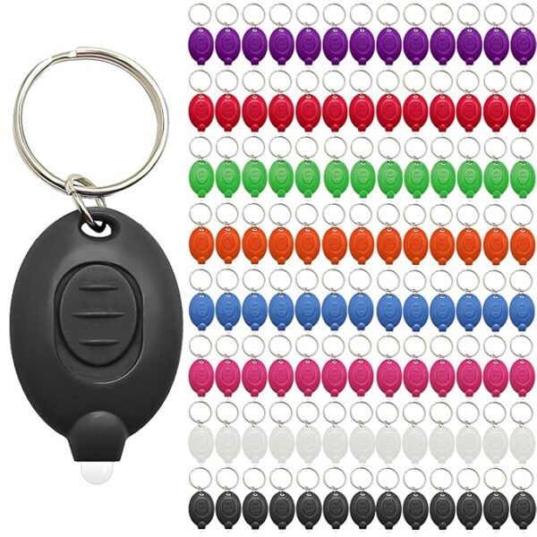 Mini LED Keychain Flashlights Ultra Bright Keychain Flashlight Bulk, Compact and Lightweight Micro Torch, Emergency and Outdoor Pocket Flashlight, Multicolor Shell (104PCS)