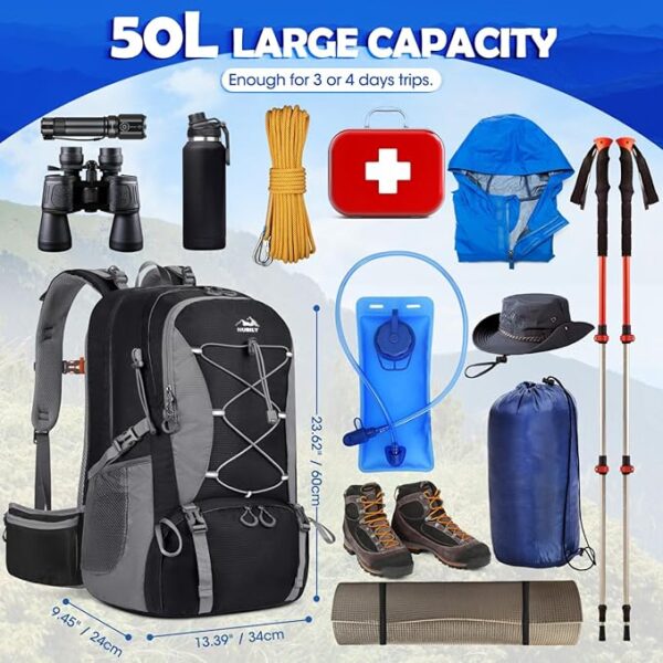 NUBILY 50L Hiking Backpack Waterproof Camping Backpack for Men Women Lightweight HIking Daypack Outdoor Travel Daypack - Image 3