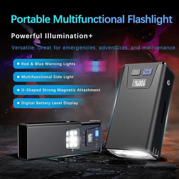 Rechargeable EDC Flashlight 1000 Lumensï¼ LED Mini Flat Flash light with Magnetic Baseï¼USB-C Charging Pocket Flashlight,Multi-Mode Side Light,IPX6 Waterproof for Home, Camping and Emergencies(Black) - Image 3