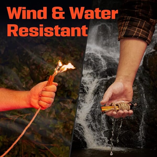 Fire Starter Survival Tool - All-in-One Flint and Steel Fire Starter Kit - Ferro Rod Fire Starter with 36" Waterproof Tinder Wick Rope and Steel Fire Striker - Patented Firestarter | Prepared4X - Image 6
