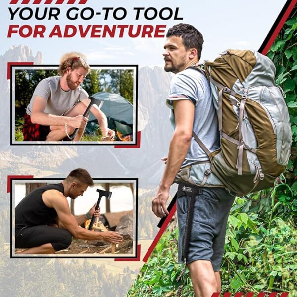Bushcraft Hatchet - Multi-Tool Camping Hatchet with Firestarter and Saw | Portable Survival Gear | Hiking and Emergency Tools | All-in-One Backpaging Axe for Outdoor Adventures - Image 3