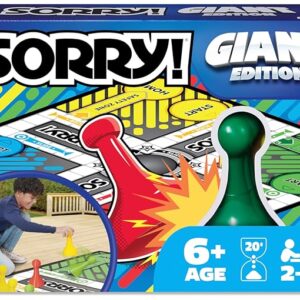Giant SORRY! Classic Family Board Game Indoor Outdoor Retro Party Activity Summer Toy with Oversized Gameboard, for Adults and Kids Ages 6 and up