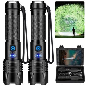 Rechargeable Flashlights 3000 High Lumens, Super Bright LED Flashlight 2 Pack, IPX7 Waterproof Flashlight with 5 Modes, Handheld Flash Light for Emergencies, Camping, Hiking, Home
