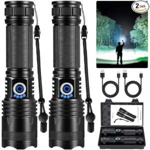 Rechargeable Flashlights 3000 High Lumen, 2 Pack Super Bright LED Flashlight with 5 Modes, High Powered Flash Light for Home, Camping, Outdoor, Emergencies, Hiking
