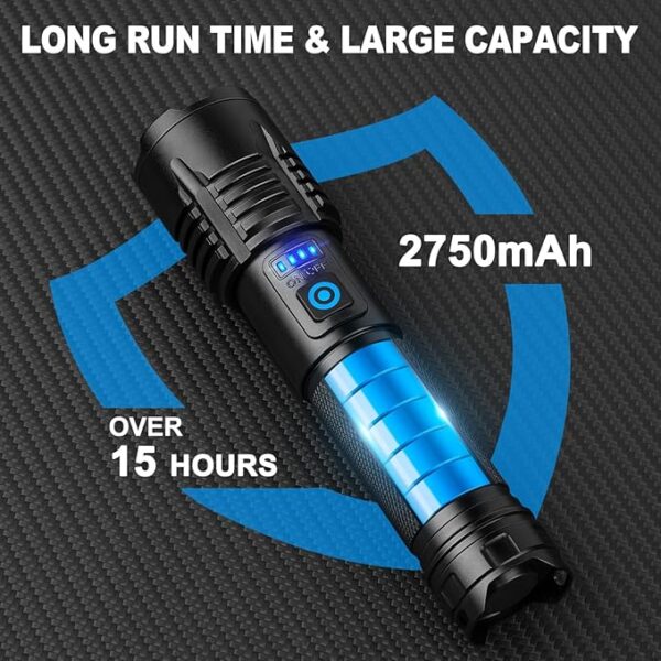 Rechargeable Flashlights 3000 High Lumens, Super Bright LED Flashlight 2 Pack, IPX7 Waterproof Flashlight with 5 Modes, Handheld Flash Light for Emergencies, Camping, Hiking, Home - Image 4