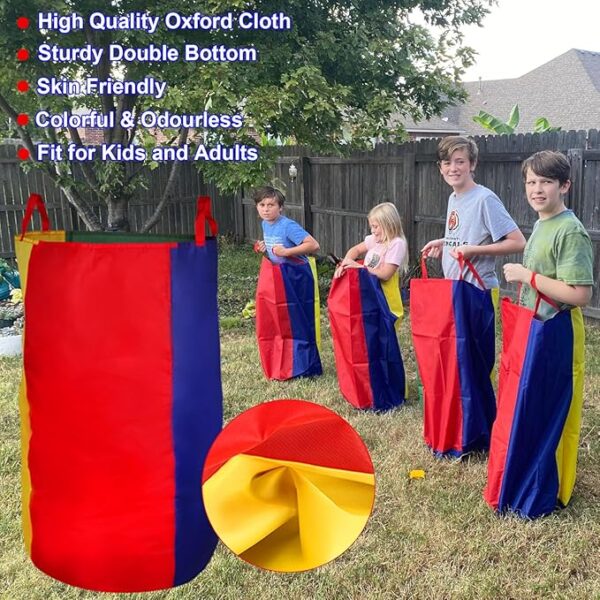 CWLAKON Outdoor Games, Potato Sack Race Bags for Kids Adults, Egg Spoon Relay Race, 3 Legged Race Bands, Birthday Party, Field Day Family Reunion Carnival Outside Yard Lawn Easter Fall Festival Games - Image 5