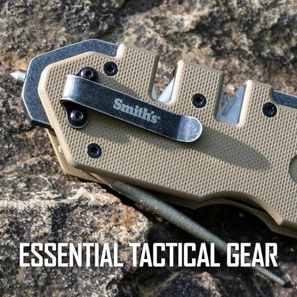 Smithâs Pocket Pal Tactical Knife Sharpener - 2 Stage Sharpener & Diamond Sharpening Rod - Pocket Clip - Outdoor Hunting Knife & Hook Sharpener - Compact & Lightweight - Image 3