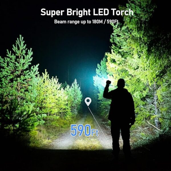 2 Pack Flashlights Rechargeable, High Lumens Flashlight Torch, Super Bright Small LED Flash Light- Zoomable, Adjustable Brightness, Long Lasting for Camping, Outdoors and Home Emergency - Image 3
